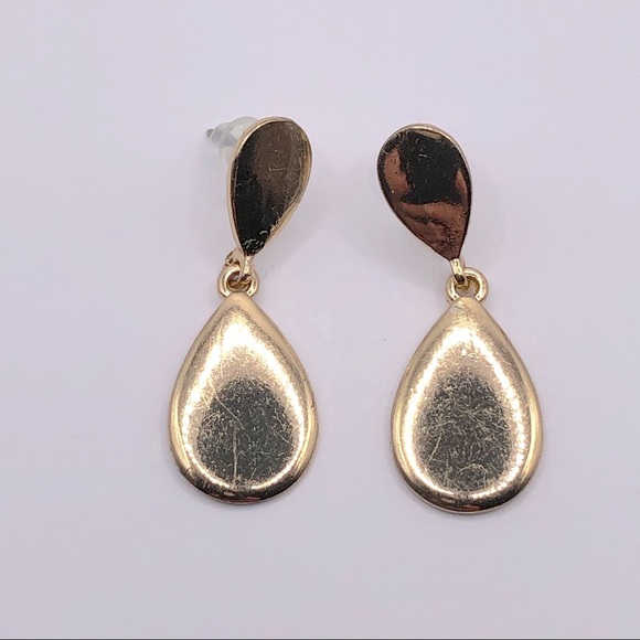 Gold Tone Water Drop Dangle Earrings - Picture 1 of 6